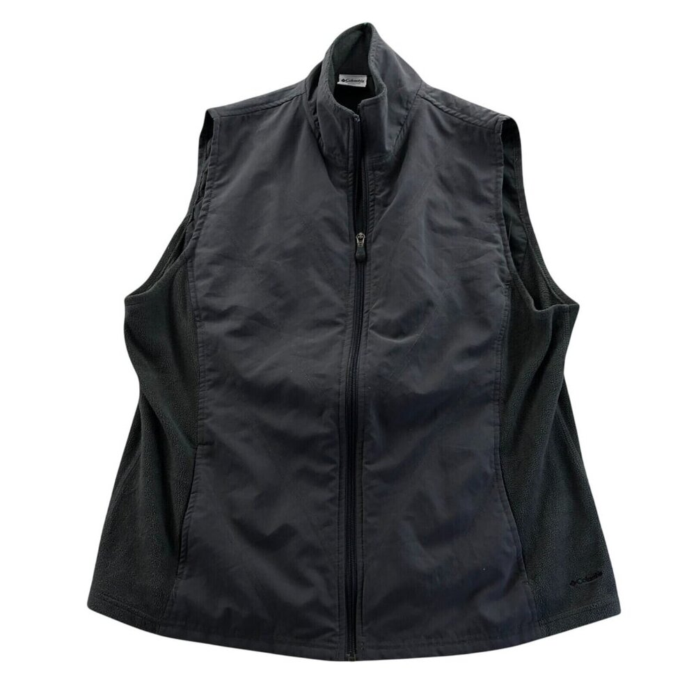 Columbia Womens Vest Jacktet Size XL Fleece Full Zip Stand Collar Gray Outdoors